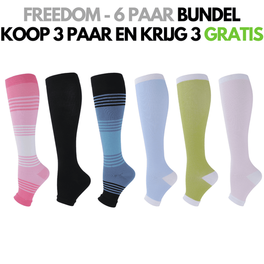 FitFree - Compressiekousen met open teen (Unisex)