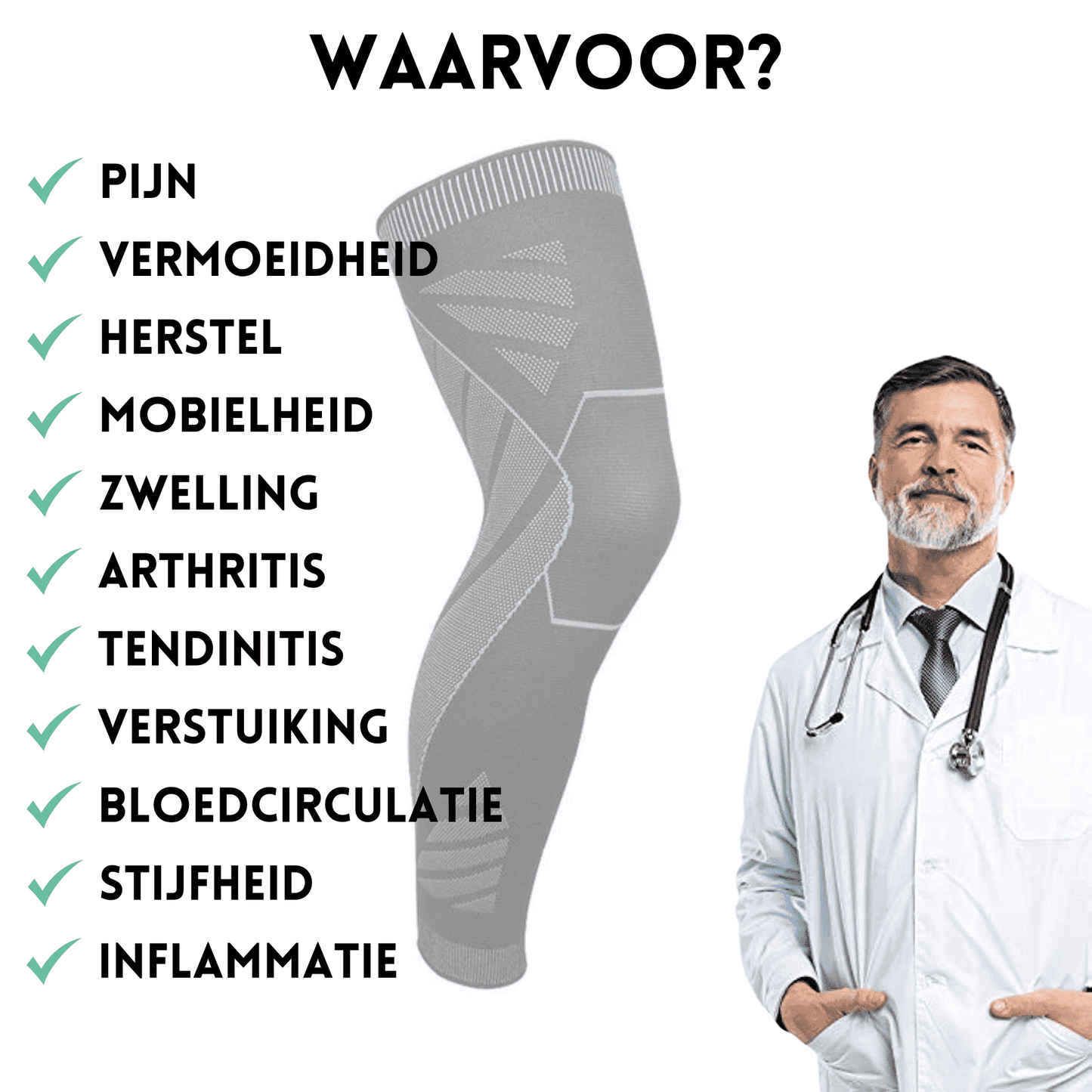 FitBee Nederland - 1 Paar FitFlex - 360° knie- en beencompressiesteunen-  1 paar FitFlex / M - Dijbeenomtrek 36 - 41 cm, 1 paar FitFlex / L - Dijbeenomtrek 42 - 50 cm, 1 paar FitFlex / XL - Dijbeenomtrek 51 - 57 cm